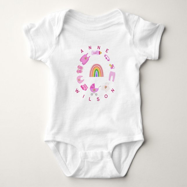 Baby Girl Rainbow Pink Colour Bodysuit (Front)