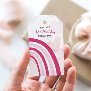 Baby Girl Rainbows and Hearts (Hot Pink) Gift Tags