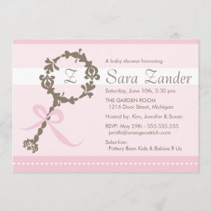 Baby Girl Rattle Shower Invitation