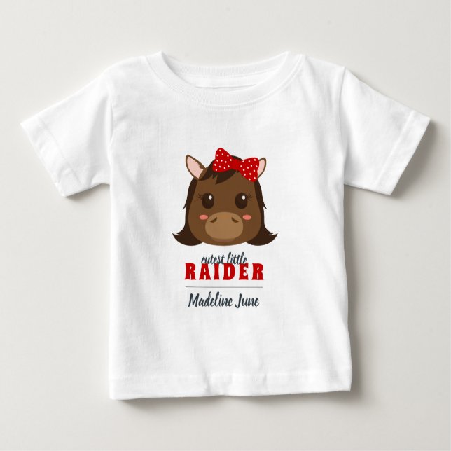 Baby Girl Red Horse Raider T-Shirt (Front)