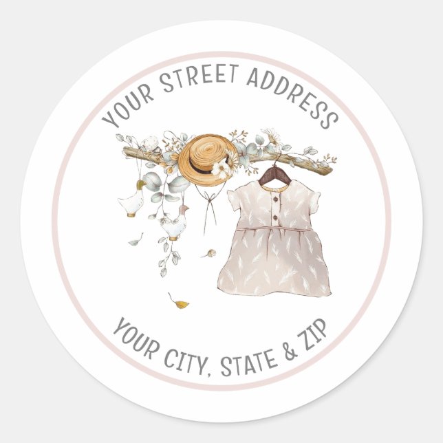Baby Girl Return Address Sticker (Front)