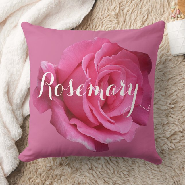 Baby girl Rosie name cute customizable pink rose Cushion (Blanket)