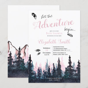 Baby girl Rustic adventure babyshower Invitation