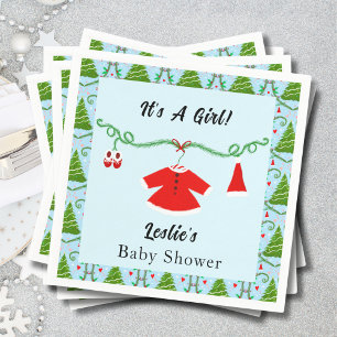 Baby Girl Santa Outfit Baby Shower Napkin