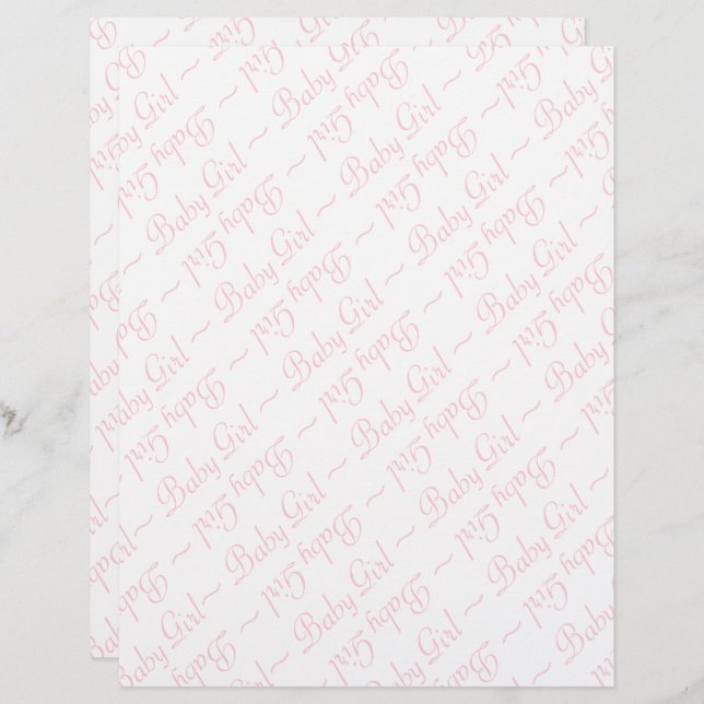 Baby Girl Script in Light Pink Scrapbooking Paper (Front/Back)