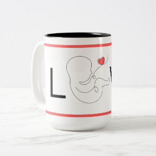 Baby girl script, pink heart love, Two-Tone coffee mug