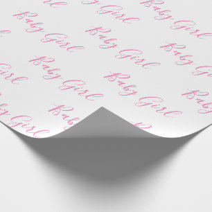 Baby Girl Script Pink Shower Wrapping Paper