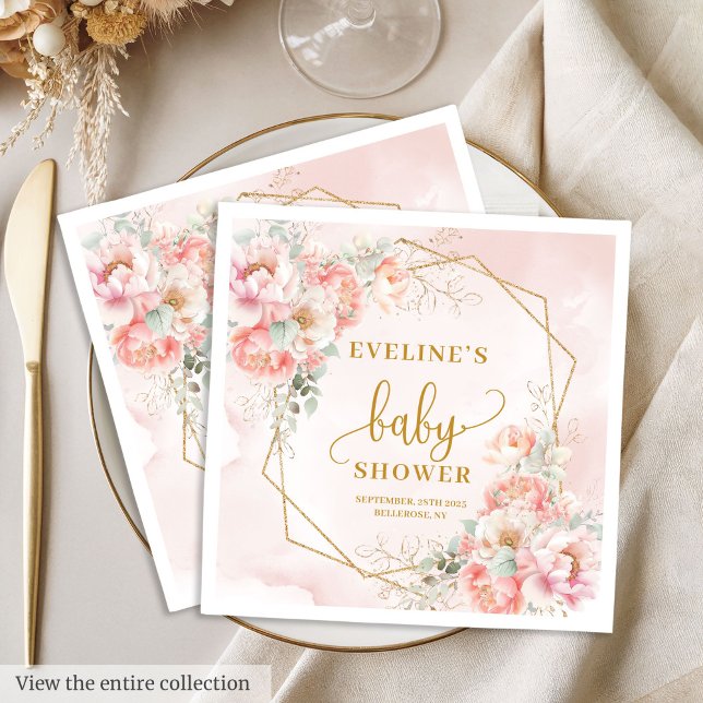 Baby Girl Shower blush pink gold glitter napkins (Baby Girl Shower blush pink gold glitter napkins

)