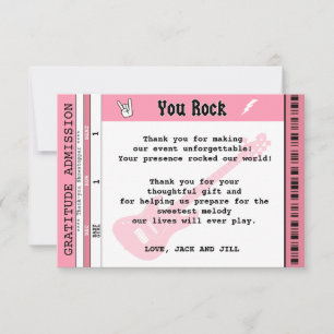 BABY GIRL SHOWER CONCERT TICKET THANK YOU