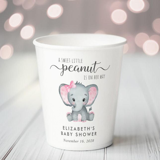 Baby Girl Shower Cute Elephant  Paper Cups (Creator Uploaded)