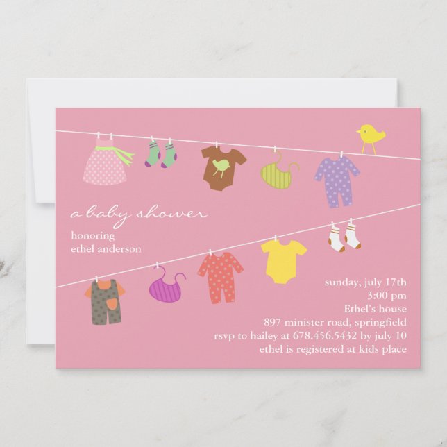 Baby Girl Shower Flat Invitation (Front)
