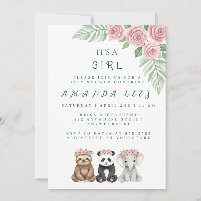 Baby Girl Shower Invitation  (Front)