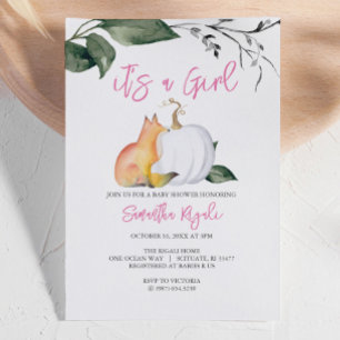 Baby Girl Shower Invitations Pumpkin and Fox