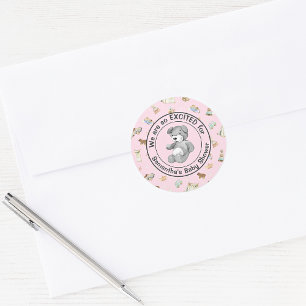Baby Girl Shower Invite Envelope (20) Classic Round Sticker