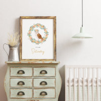 Baby Girl Shower Name Owl Woodland Nursery