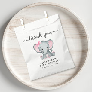 Baby Girl Shower Pink Elephant Thank You Favour Bags