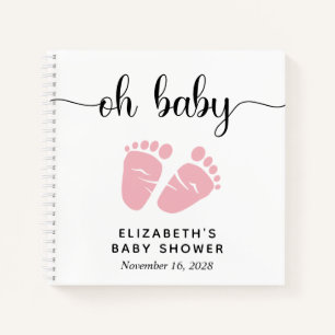 Baby Girl Shower Pink Feet Guest Book