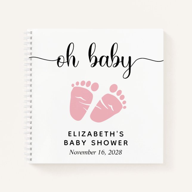 Baby Girl Shower Pink Feet Guest Book (Front)