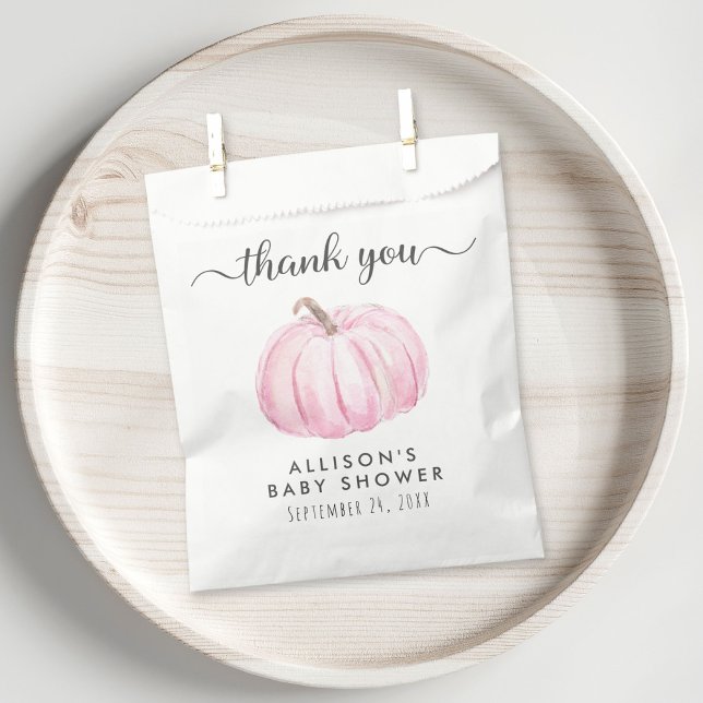 Baby Girl Shower Pink Pumpkin Thank You Favour Bags (Creator Uploaded)