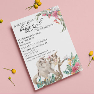 Baby Girl Shower Sugar Glider Australia Wild One Invitation