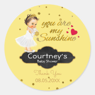 Baby Girl Shower Thank You   Princess Shower Favou Classic Round Sticker