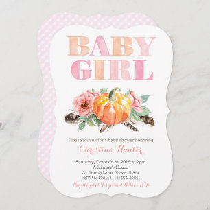Baby Girl Shower Vintage Roses Pumpkin Invitation
