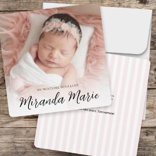 Baby Girl Simple Newborn Photo Overlay Text Pink