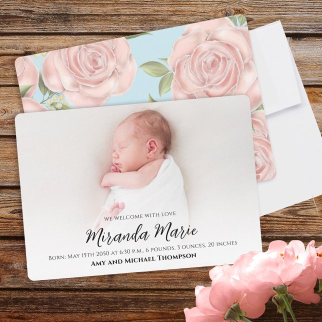 Baby Girl Simple Overlay Text Newborn Photo Floral (Creator Uploaded)