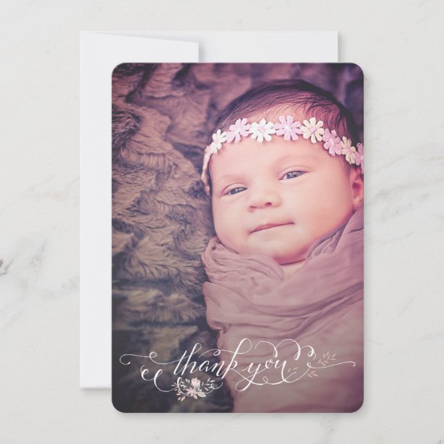 Baby Girl Sip & See Thank You Birth Announcement (Front)