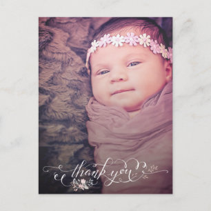 Baby Girl Sip & See Thank You Birth Announcement Postcard