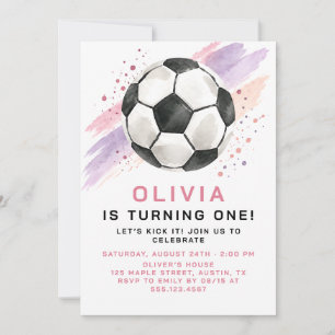 Baby Girl Soccer Birthday Invitation