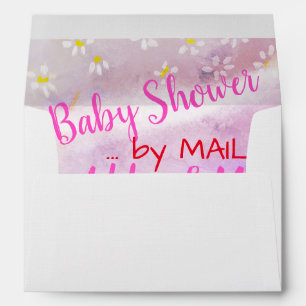 Baby Girl Soft Daisies Pink Watercolor Baby Shower Envelope