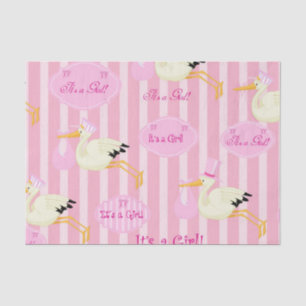 Baby girl stork tissue paper
