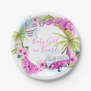 Baby Girl Surf Tropical Beach Plates