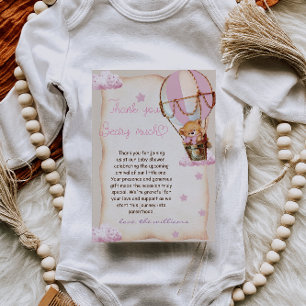 Baby Girl Teddy Bear Pink Thank You Card