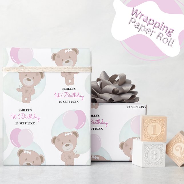 Baby Girl Teddy Bear Wrapping Paper (Creator Uploaded)
