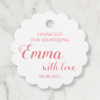 Baby Girl Thank You For Showering Baby Shower Favour Tags