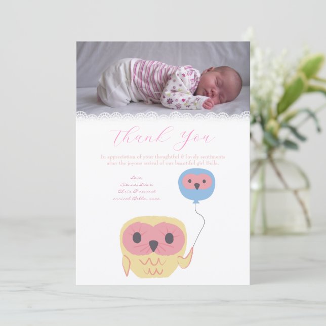 Baby Girl Thank You Note Photo Card Template (Standing Front)