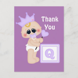 baby girl thank you postcard
