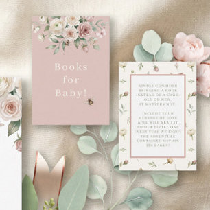 Baby Girl to Bee Pink Butterfly Floral Books Enclosure Card