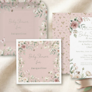 Baby Girl to Bee Rose Floral Pastel Pink Shower Napkin