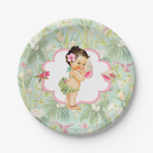Baby Girl Tropical Hawaiian Luau Hibiscus Paper Plate