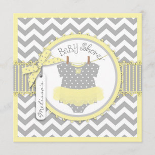 Baby Girl Tutu Chevron Print Baby Shower Invitation