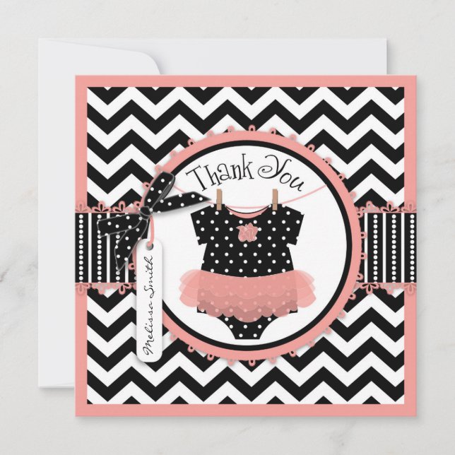 Baby Girl Tutu Chevron Print Thank You (Front)