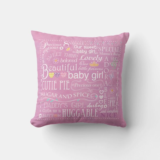 Baby Girl Typography Pillow (Front)