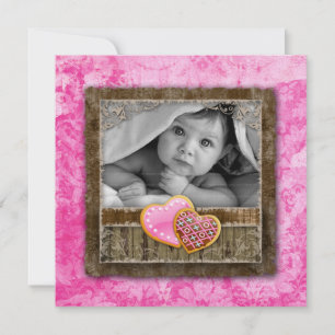 Baby Girl Valentine Announcement Heart Cookies