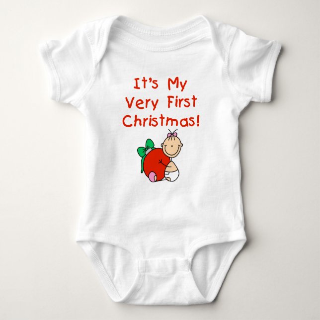 Baby Girl Very 1st Christmas Baby Bodysuit (Front)