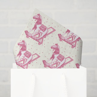 Baby Girl Vintage Pink Hobby Horse Pattern Tissue Paper