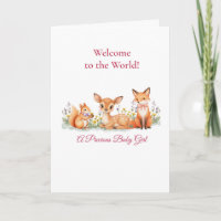 Baby Girl Welcome Woodland Animals Deer Fox Squirr