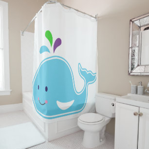 Baby Girl Whale Shower Curtain